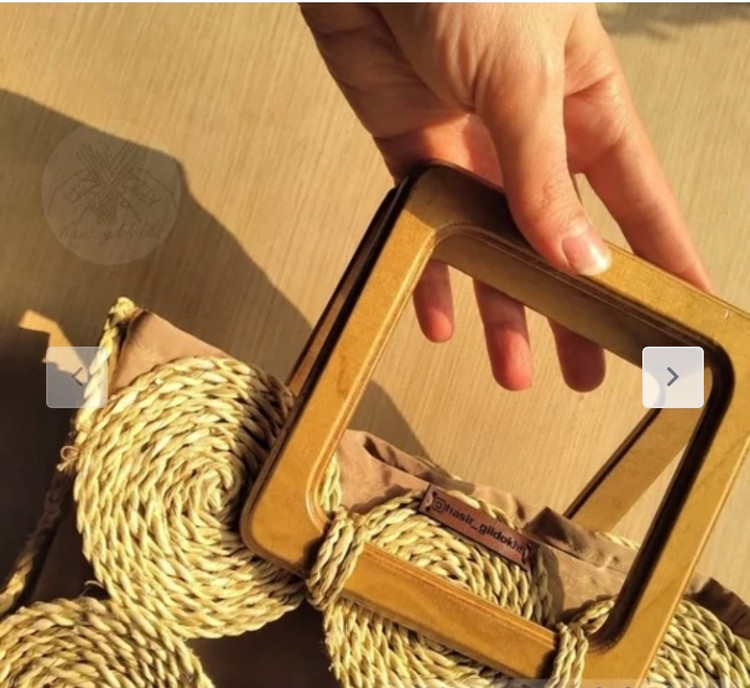 کیف حصیری دسته چوبی کاملا دستدوز