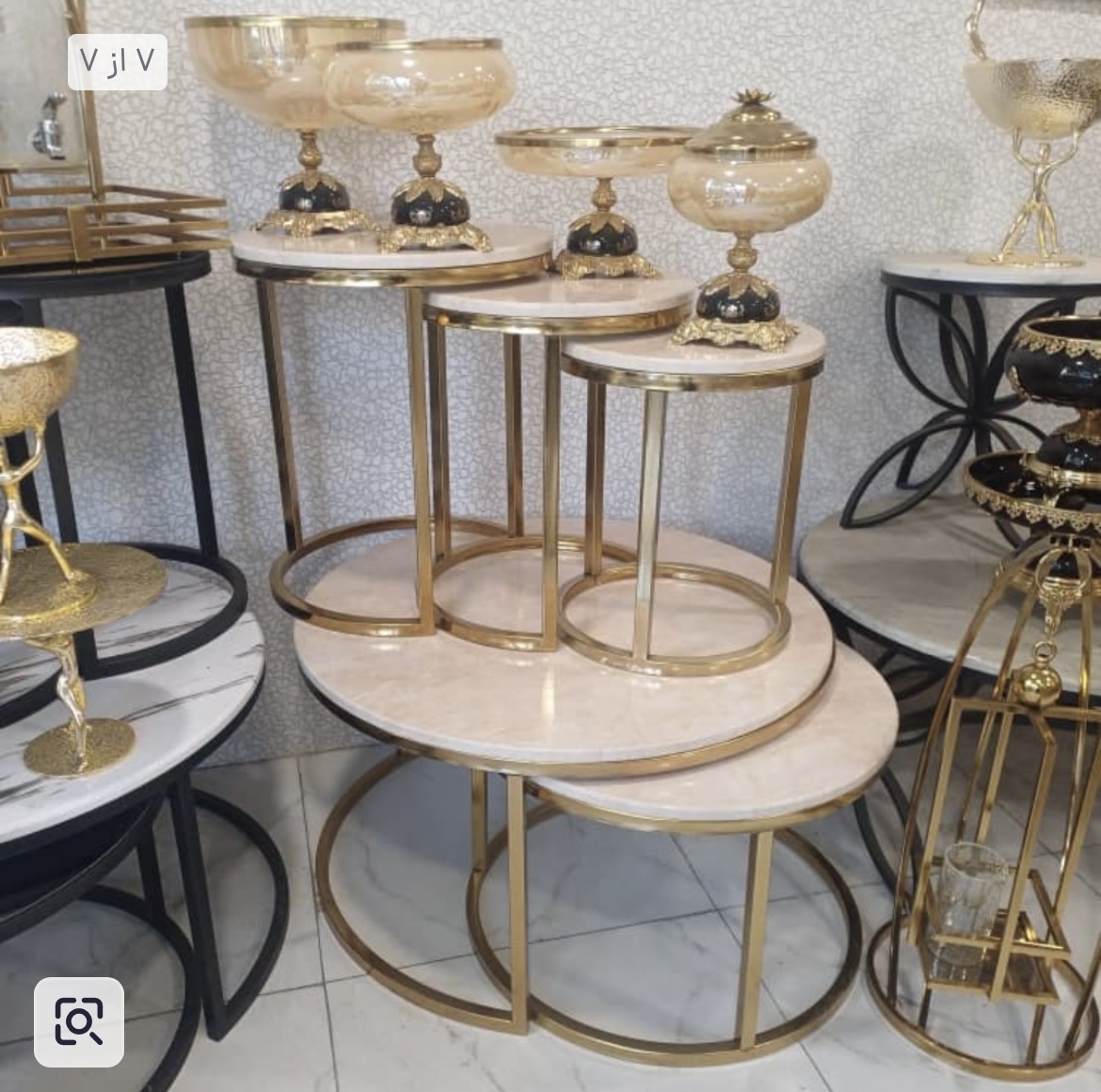 جلومبلی و عسلی فلزی ۵ تیکه مدل طرح استندکمجا