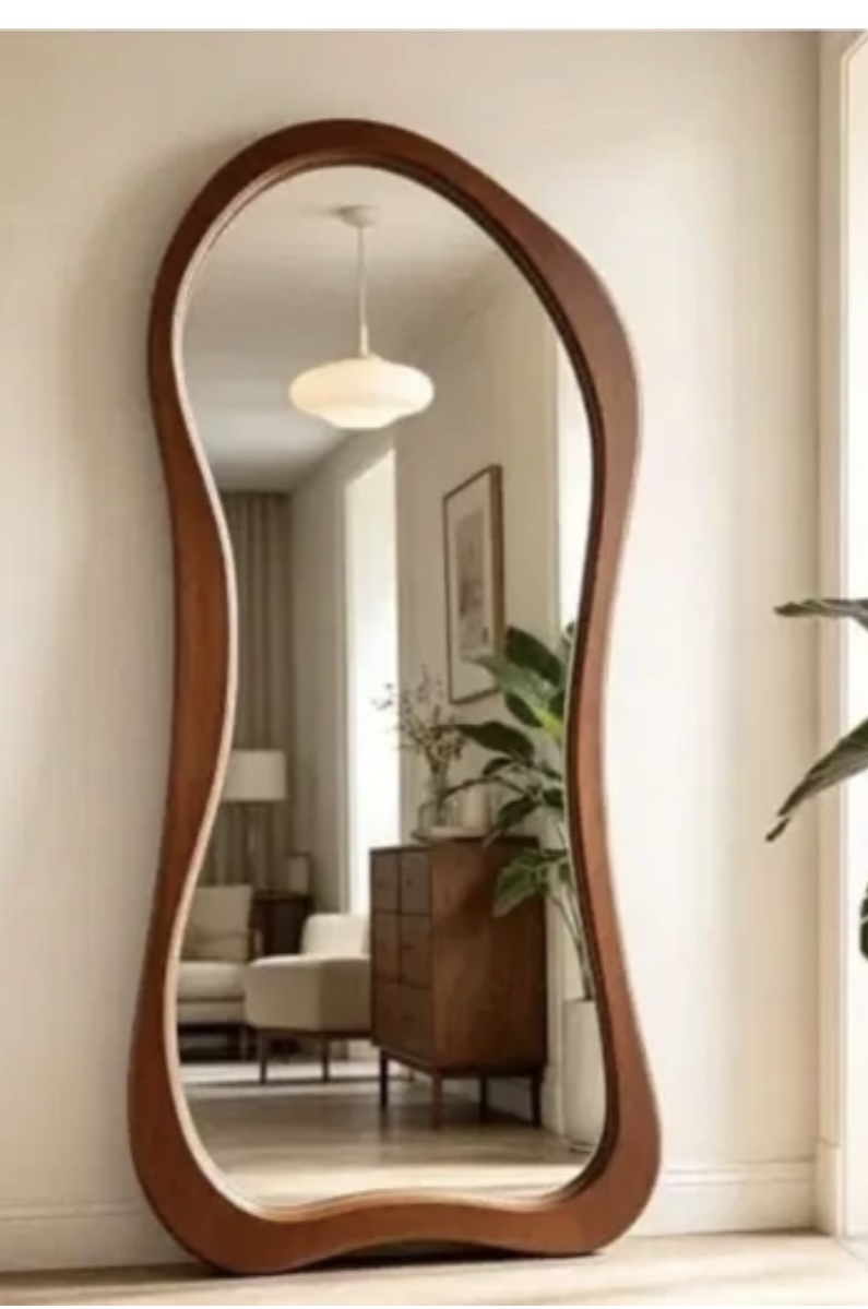 آینه قدی ایستاده چوبی مدل دفرمه چوب روسی