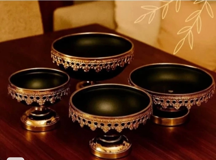 ظروف پذیرایی 4تیکه فلزی مدل ونیز گلدار
